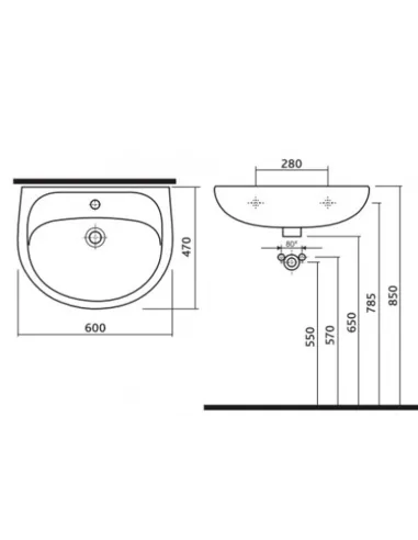 Керамічна настінна раковина Kolo Solo 60 біла