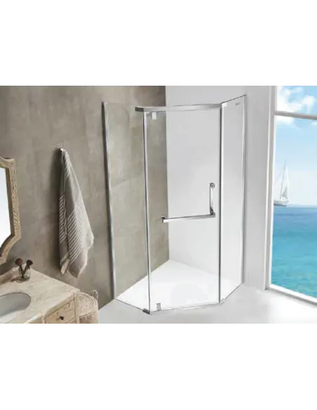 Душова кабіна без піддону Asignatura Turia 39020409 90х90 розстібна, п`ятикутна