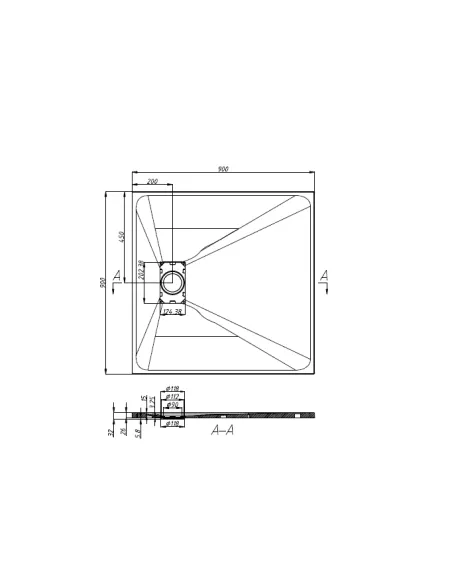 Душевой поддон низкий Asignatura Tinto 49837004 90х90 квадратный