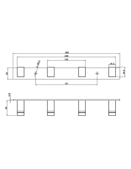 Планка с крючками для ванной комнаты Asignatura Unique 85604802 черная