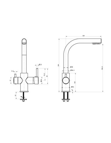 Змішувач для кухні Asignatura Twin Standart 80540600 із підключенням до очищення води