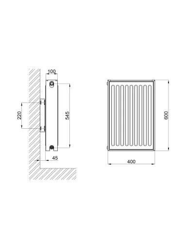 Стальной радиатор Thermo Alliance 600 х 400 22 тип, боковое подключение