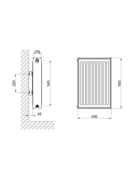 Стальной радиатор Thermo Alliance 600 х 400 22 тип, боковое подключение