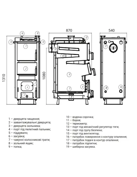 Котел твердопаливний Thermo Alliance Ferrum Plus FSF+ 20 V 4.0 сталевий