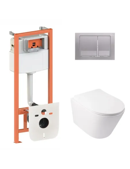 Інсталяція з унітазом Q-Tap Swan Ultra Quiet QT16335179W, квадратна клавіша, 4 в 1