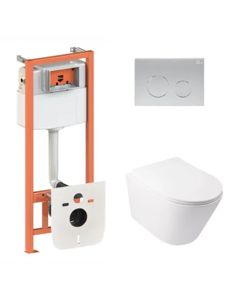 Инсталляция с унитазом Q-Tap Swan Ultra Quiet QT16335179W, круглая клавиша, 4 в 1 Инсталляция с унитазом Q-Tap Swan Ultra Quiet QT16335179W, круглая клавиша, 4 в 1