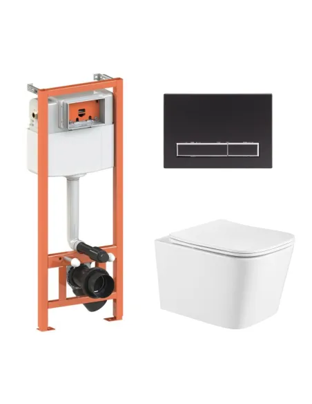 Інсталяція з унітазом Q-Tap Crow Ultra Quiet QT05335171W, лінійна клавіша, 4 в 1