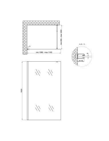 Душевая перегородка Q-Tap Walk-In Standard BLM2011.C8, 110x190 см