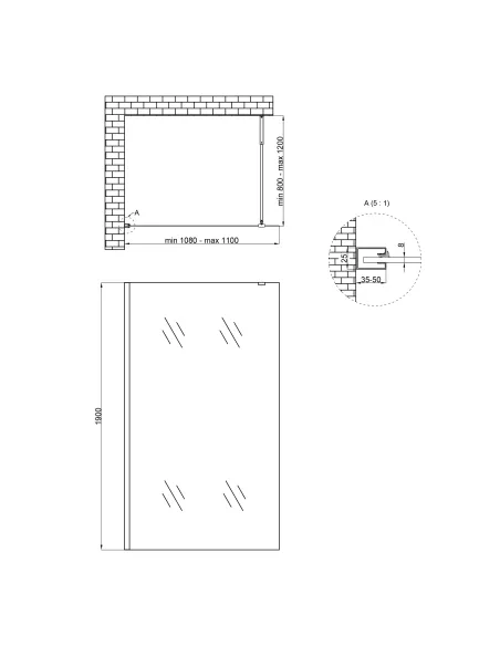 Душевая перегородка Q-Tap Walk-In Standard BLM2011.C8, 110x190 см