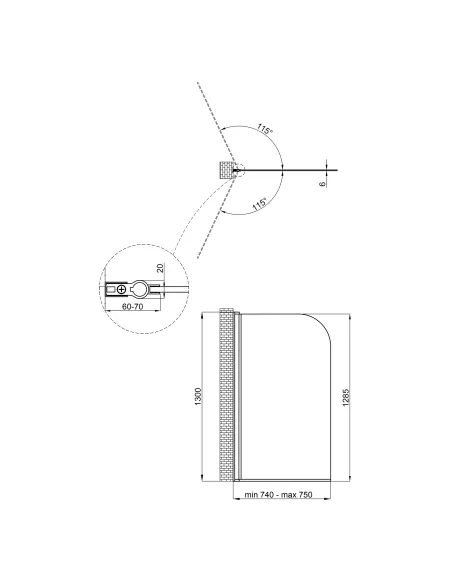 Стеклянная шторка для ванной Q-Tap Standard BLM407513APL, 75x130 см, левая