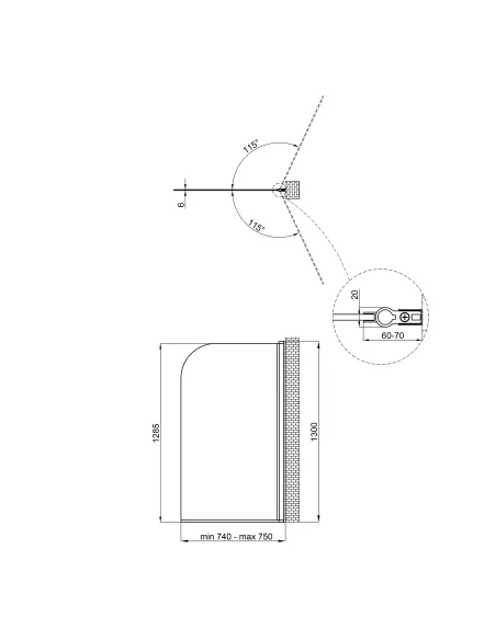 Стеклянная шторка для ванной Q-Tap Standard BLM407513APR, 75x130 см, правая