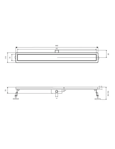 Душовий лінійний трап Q-Тap Taurus FA800MBLA SUS304, сухий затвор