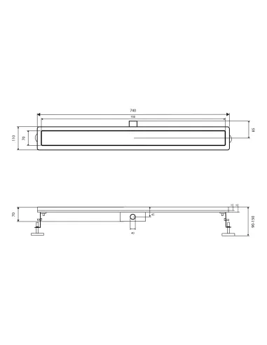 Душовий лінійний трап Q-Тap Scorpio FA700, сухий затвор