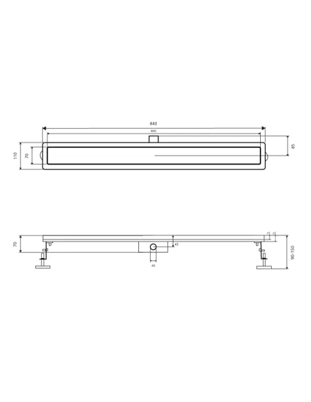 Душовий лінійний трап Q-Тap Scorpio FA800, сухий затвор