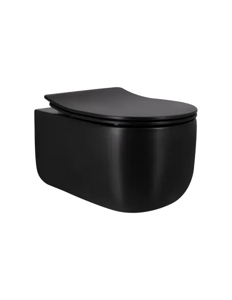 Унітаз безободковий підвісний Q-Tap Ultra Quiet QT2433084EUQMB, 490х360х380 мм, чорний