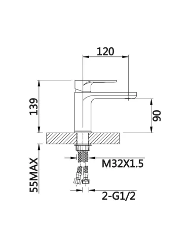 Змішувач для умивальника Q-Tap Jay QTJAY270CRM45539, одноричажний, хром
