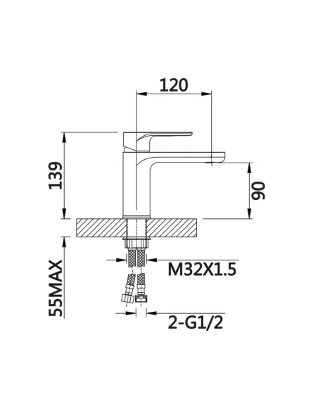 Змішувач для умивальника Q-Tap Jay QTJAY270CRM45539, одноричажний, хром