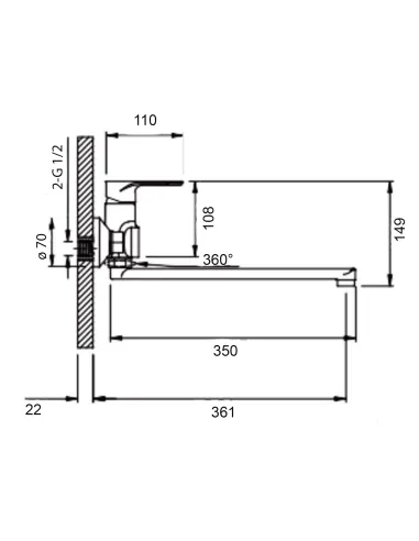 Змішувач для ванни Q-Tap Jay QTJAY2601CRM45540 з душевим набором, хром