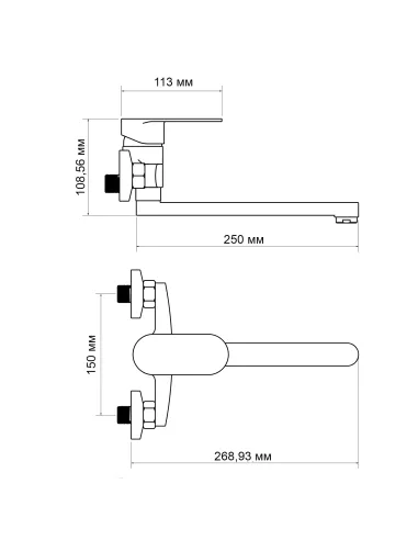 Смеситель для кухни Lidz Tani 009 LDTAN009CRM44973 Chrome, настенный