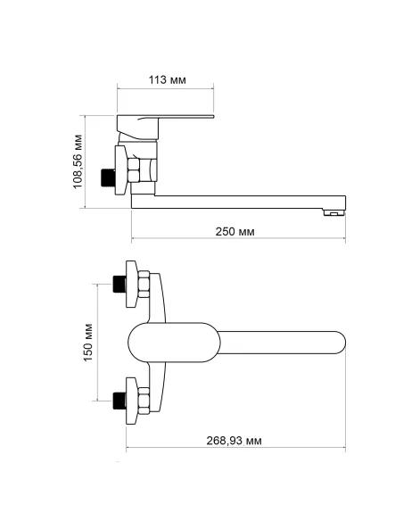 Смеситель для кухни Lidz Tani 009 LDTAN009CRM44973 Chrome, настенный