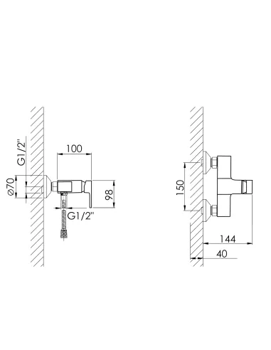 Смеситель для душа Lidz Wawel 010 LDWAW010CRM45390 Chrome, без излива
