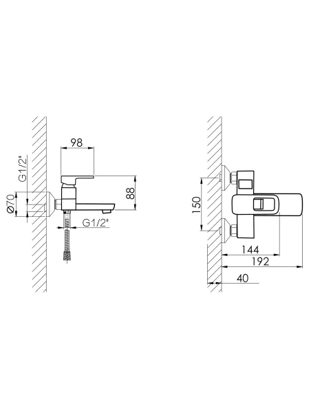 Смеситель для ванны Lidz Wawel 006 LDWAW006BLA45393 Black с душевым набором