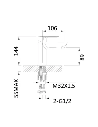 Смеситель для умывальника Lidz Latwa 001 LDLAT001BLA45418 Black