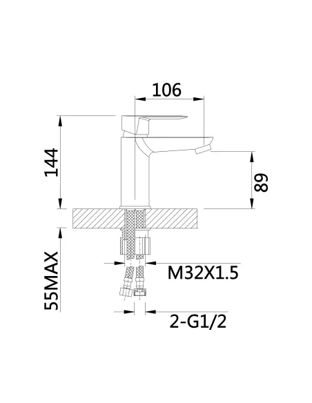Смеситель для умывальника Lidz Latwa 001 LDLAT001BLA45418 Black