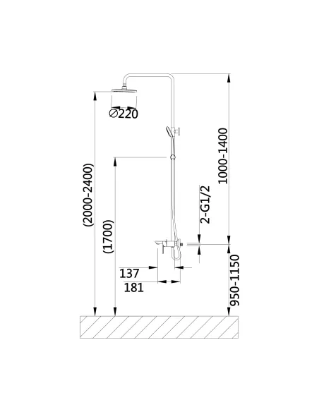 Душевая система с изливом Lidz Latwa 1030 LDLAT1030BLA45422 Black Душевая система с изливом Lidz Latwa 1030 LDLAT1030BLA45422 Black