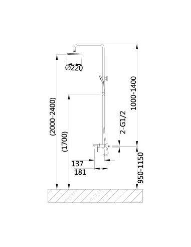 Душевая система с изливом Lidz Latwa 1030 DLAT1030WHI45427 White