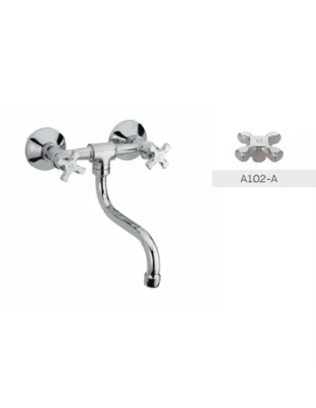 Смеситель для кухни двухвентильный Wezer JIK12-A102, настенный Смеситель для кухни двухвентильный Wezer JIK12-A102, настенный