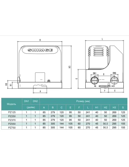 Міні насосна станція Shimge PZ 250 0.25 кВт