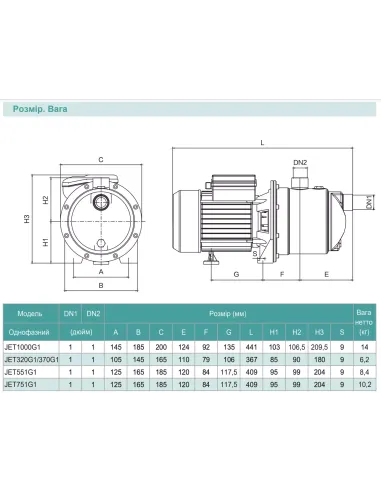Насосна станція Shimge JET 1000G1 1 кВт, бак 24 літри