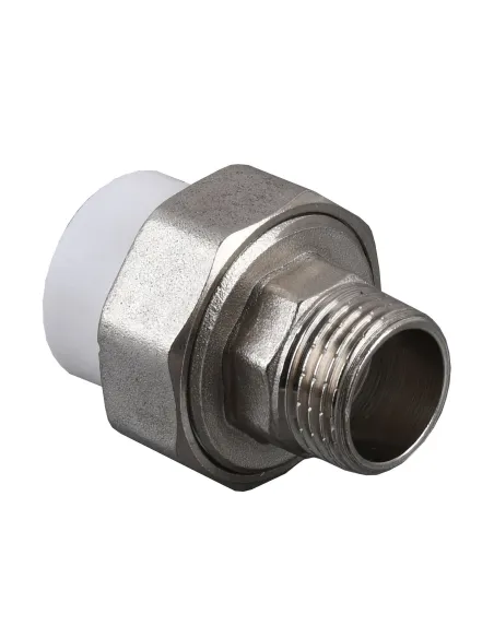 Муфта разборная Kalde PPR 13003 ф32 х 1 дюйм, белая, наружная резьба для полипропиленовых труб