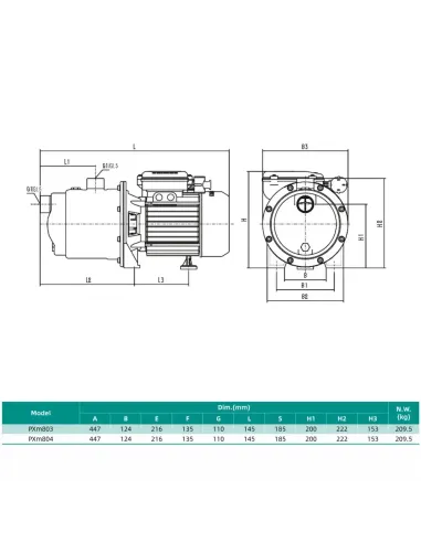 Центробежный поверхностный насос Shimge PXm 804, 1.5 кВт, многоступенчатый