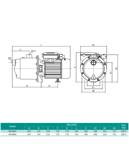 Центробежный поверхностный насос Shimge PXm 804, 1.5 кВт, многоступенчатый