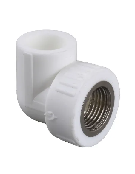Уголок 90 внутренняя резьба для полипропиленовых труб Kalde PPR 16014 ф25 х 1/2 дюйма, белый