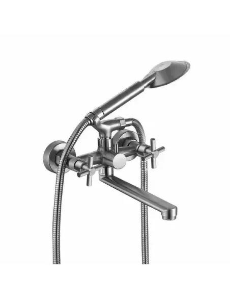Змішувач для ванни Wezer VAL7-10 із душовим набором, сатин