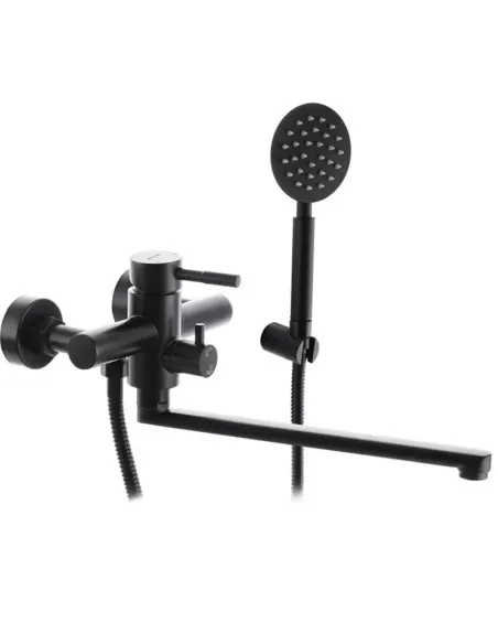 Смеситель для ванны Wezer EKO7A-01-BLACK с душевым набором Смеситель для ванны Wezer EKO7A-01-BLACK с душевым набором