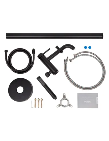 Напольный смеситель для ванны Wezer EKO19A-01-BLACK, с душевым набором