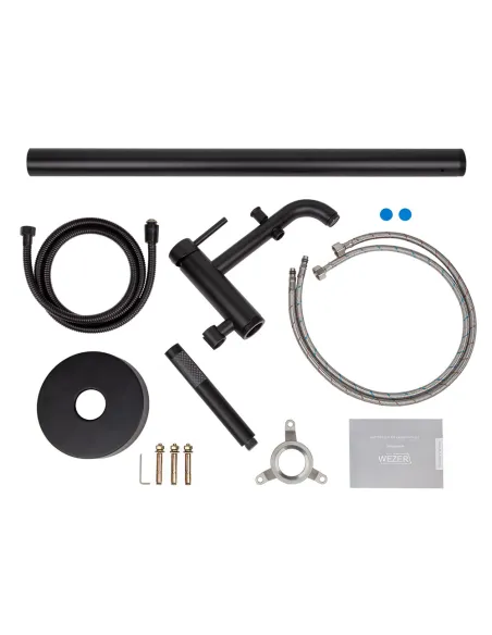 Напольный смеситель для ванны Wezer EKO19A-01-BLACK, с душевым набором