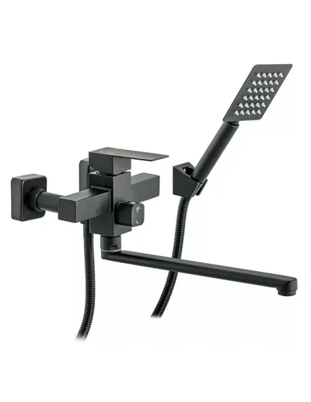 Смеситель для ванны Wezer PRO7-02-BLACK с душевым набором, черный Смеситель для ванны Wezer PRO7-02-BLACK с душевым набором, черный