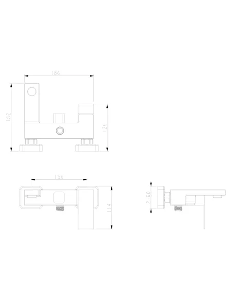 Смеситель для ванны Wezer PRO3B-02, с коротким изливом, сатин