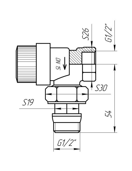 Кран для радиатора угловой Quality Professional NV-QP5007 1/2 дюйма, под ключ с уплотнителем
