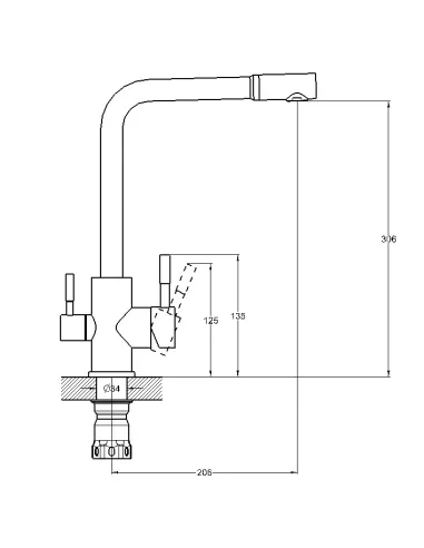 Смеситель для кухни Wezer EKO4C-01F с подключением к очистке воды
