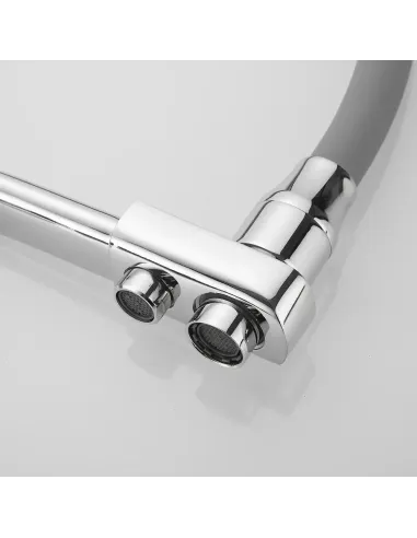 Смеситель для кухни Wezer INX4A-08 с подключением к очистке воды, серый гофроизлив