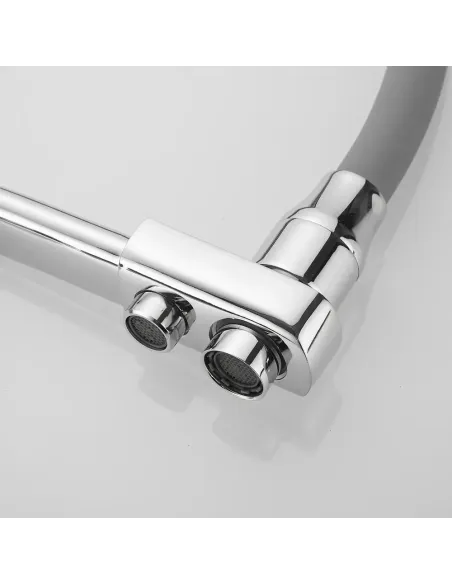 Смеситель для кухни Wezer INX4A-08 с подключением к очистке воды, серый гофроизлив