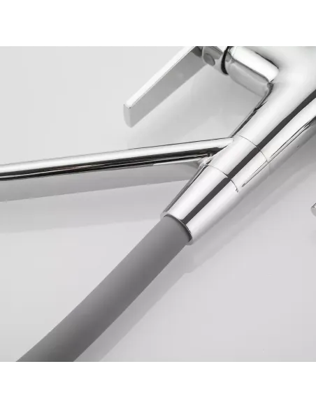 Смеситель для кухни Wezer INX4A-08 с подключением к очистке воды, серый гофроизлив