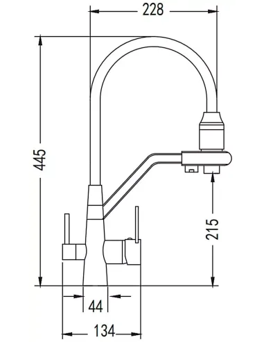 Змішувач для кухні Wezer INX4A-08 із підключенням до очищення води, сірий гофровилив