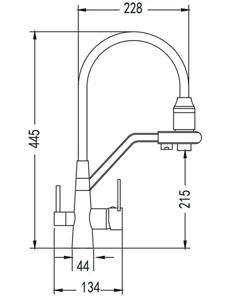 Змішувач для кухні Wezer INX4A-08 із підключенням до очищення води, сірий гофровилив